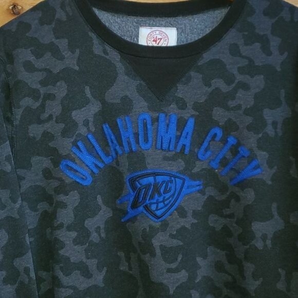 47 Brand Camo Embroidered Oklahoma City OKC Logo Long Sleeve Sz XL Sweatshirt - Picture 3 of 12